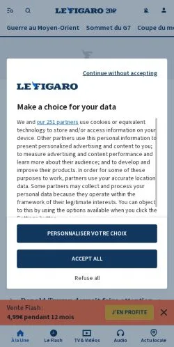 スポンサード記事向けのフランスメディア、Le Figaroのサイトプレビュー