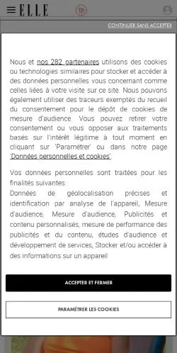 Preview of the Elle website, a media outlet in France for sponsored articles