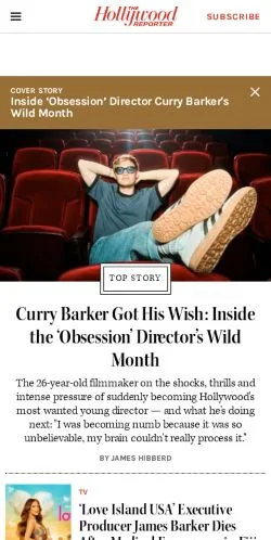 Podgląd witryny The Hollywood Reporter, medium z kraju Stany Zjednoczone do artykułów sponsorowanych