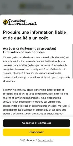 Anteprima del sito Courrier International, media di Francia per articoli sponsorizzati
