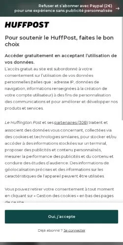 Anteprima del sito Le HuffPost, media di Francia per articoli sponsorizzati