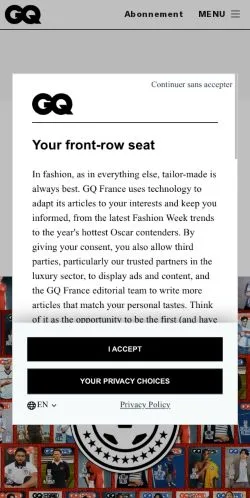Podgląd witryny GQ France, medium z kraju Francja do artykułów sponsorowanych