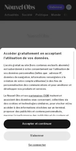 Vista previa del sitio Le Nouvel Obs, medio de Francia para artículos patrocinados