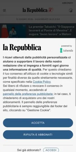 Forhåndsvisning af La Repubblica, medie fra Italien til sponsorerede artikler