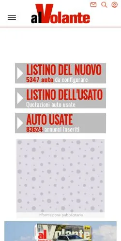 Vista previa del sitio AlVolante, medio de Italia para artículos patrocinados