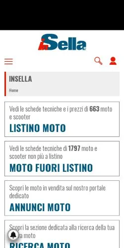 スポンサード記事向けのイタリアメディア、InSellaのサイトプレビュー
