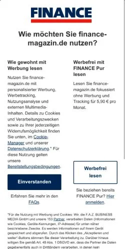 Anteprima del sito FINANCE, media di Germania per articoli sponsorizzati