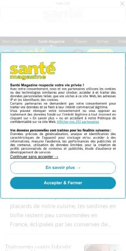 Anteprima del sito Santé Magazine, media di Francia per articoli sponsorizzati