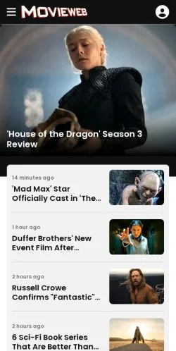 スポンサード記事向けのアメリカ合衆国メディア、MovieWebのサイトプレビュー
