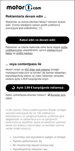 스폰서 기사용 튀르키예 매체 Motor1 Türkiye 사이트 미리보기