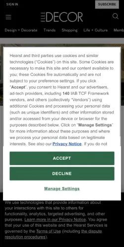 Aperçu du site ELLE Decor, média de États-Unis pour articles sponsorisés