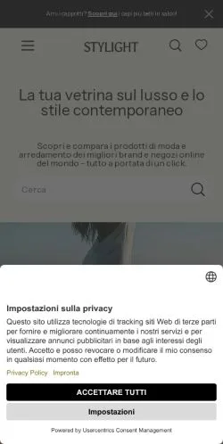 Aperçu du site Stylight, média de Italie pour articles sponsorisés