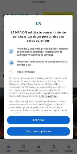 スポンサード記事向けのアルゼンチンメディア、LA NACIONのサイトプレビュー