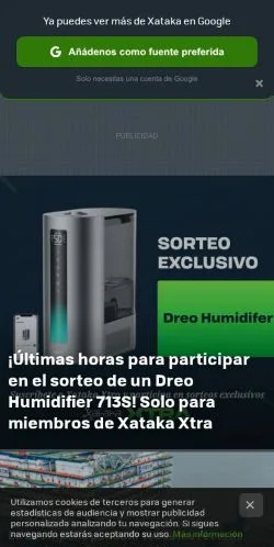 Förhandsvisning av webbplatsen Xataka, medium i Spanien för sponsrade artiklar