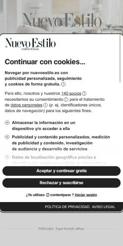 Anteprima del sito Nuevo Estilo, media di Spagna per articoli sponsorizzati