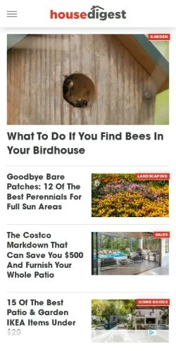 Preview of the House Digest website, a media outlet in United States for sponsored articles