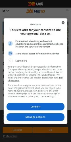 スポンサード記事向けのブラジルメディア、NE10のサイトプレビュー