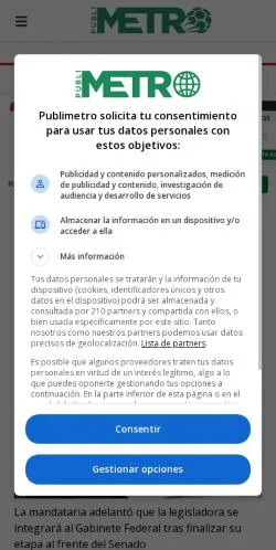 Vista previa del sitio Publimetro, medio de México para artículos patrocinados