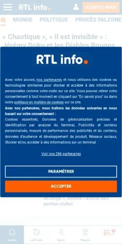 Vorschau der Website RTL Info, Medium aus Belgien für gesponserte Artikel