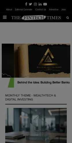 Podgląd witryny The Fintech Times, medium z kraju Wielka Brytania do artykułów sponsorowanych