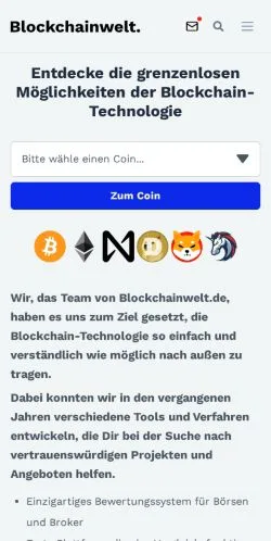 Aperçu du site Blockchainwelt, média de Allemagne pour articles sponsorisés