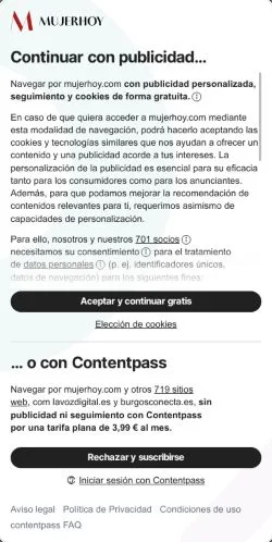 스폰서 기사용 스페인 매체 Mujer Hoy 사이트 미리보기