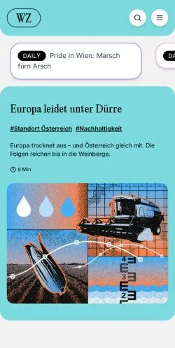 Anteprima del sito Wiener Zeitung, media di Austria per articoli sponsorizzati
