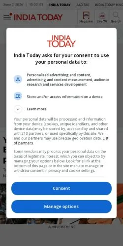 Anteprima del sito India Today, media di India per articoli sponsorizzati