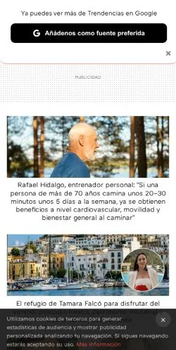 Anteprima del sito Trendencias, media di Spagna per articoli sponsorizzati