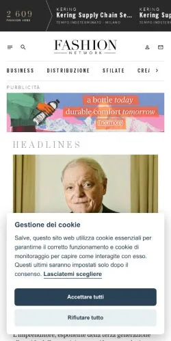 Anteprima del sito FashionNetwork Italia, media di Italia per articoli sponsorizzati