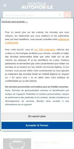 Anteprima del sito Moniteur Automobile, media di Belgio per articoli sponsorizzati