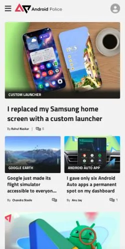 Podgląd witryny Android Police, medium z kraju Stany Zjednoczone do artykułów sponsorowanych