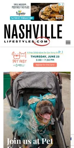 Anteprima del sito Nashville Lifestyles, media di Stati Uniti per articoli sponsorizzati