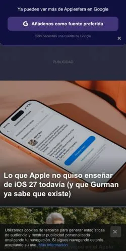 Forhåndsvisning av nettstedet Applesfera, medium fra Spania for sponsede artikler