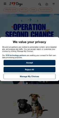 Anteprima del sito iHeartDogs, media di Stati Uniti per articoli sponsorizzati