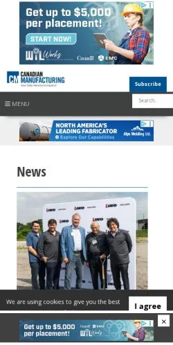 스폰서 기사용 미국 매체 Canadian Manufacturing 사이트 미리보기