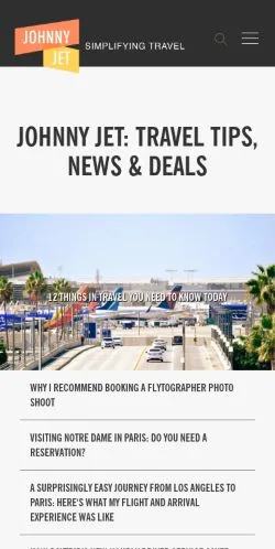 Voorbeeld van de site Johnny Jet, medium uit Verenigde Staten voor gesponsorde artikelen