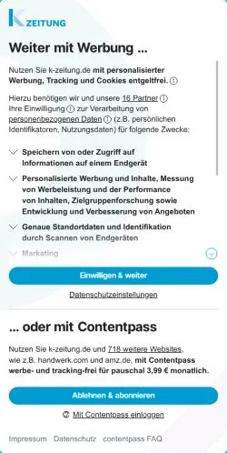 Anteprima del sito K-Zeitung, media di Germania per articoli sponsorizzati