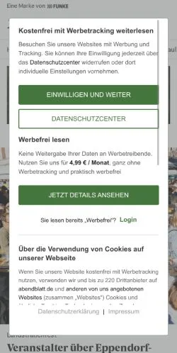Forhåndsvisning af Abendblatt, medie fra Tyskland til sponsorerede artikler