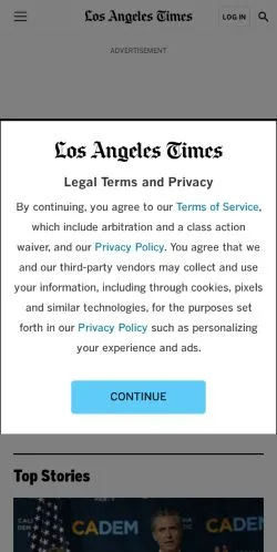 Förhandsvisning av webbplatsen Los Angeles Times, medium i USA för sponsrade artiklar
