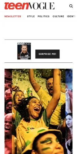 Anteprima del sito Teen Vogue, media di Stati Uniti per articoli sponsorizzati