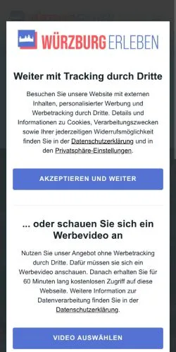 Anteprima del sito Würzburg Erleben, media di Germania per articoli sponsorizzati
