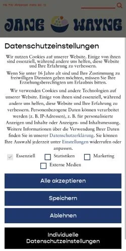 Pré-visualização do site Jane Wayne News, meio de Alemanha para artigos patrocinados