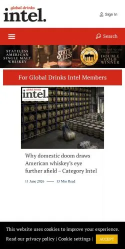 Forhåndsvisning av nettstedet Global Drinks Intel, medium fra USA for sponsede artikler
