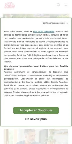 Pré-visualização do site Top Santé, meio de França para artigos patrocinados