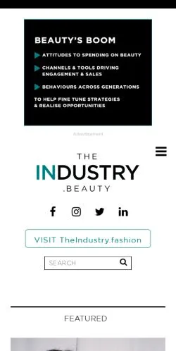 Anteprima del sito The Industry Beauty, media di Regno Unito per articoli sponsorizzati