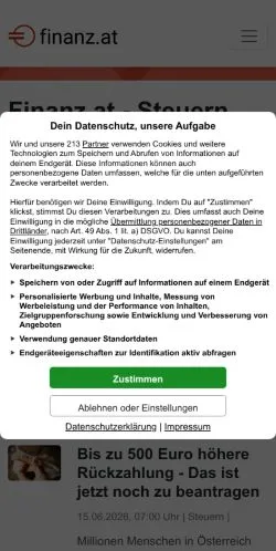 Vista previa del sitio Finanz Österreich, medio de Austria para artículos patrocinados
