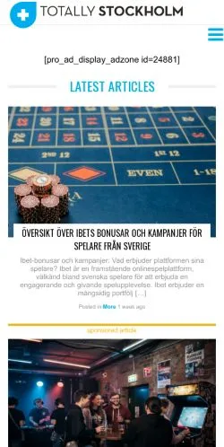 Anteprima del sito Totally Stockholm, media di Svezia per articoli sponsorizzati