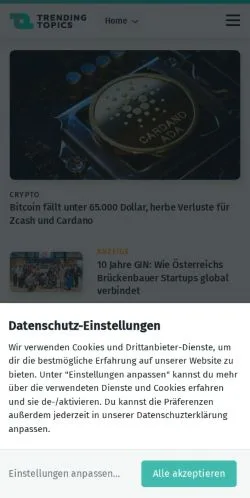 Anteprima del sito Trending Topics, media di Stati Uniti per articoli sponsorizzati