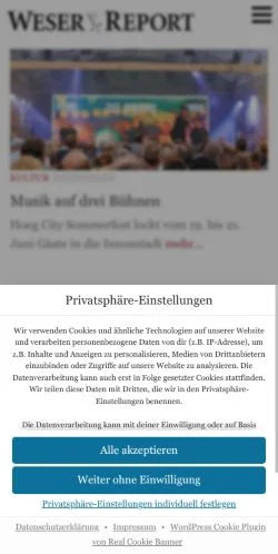 スポンサード記事向けのドイツメディア、Weser Reportのサイトプレビュー